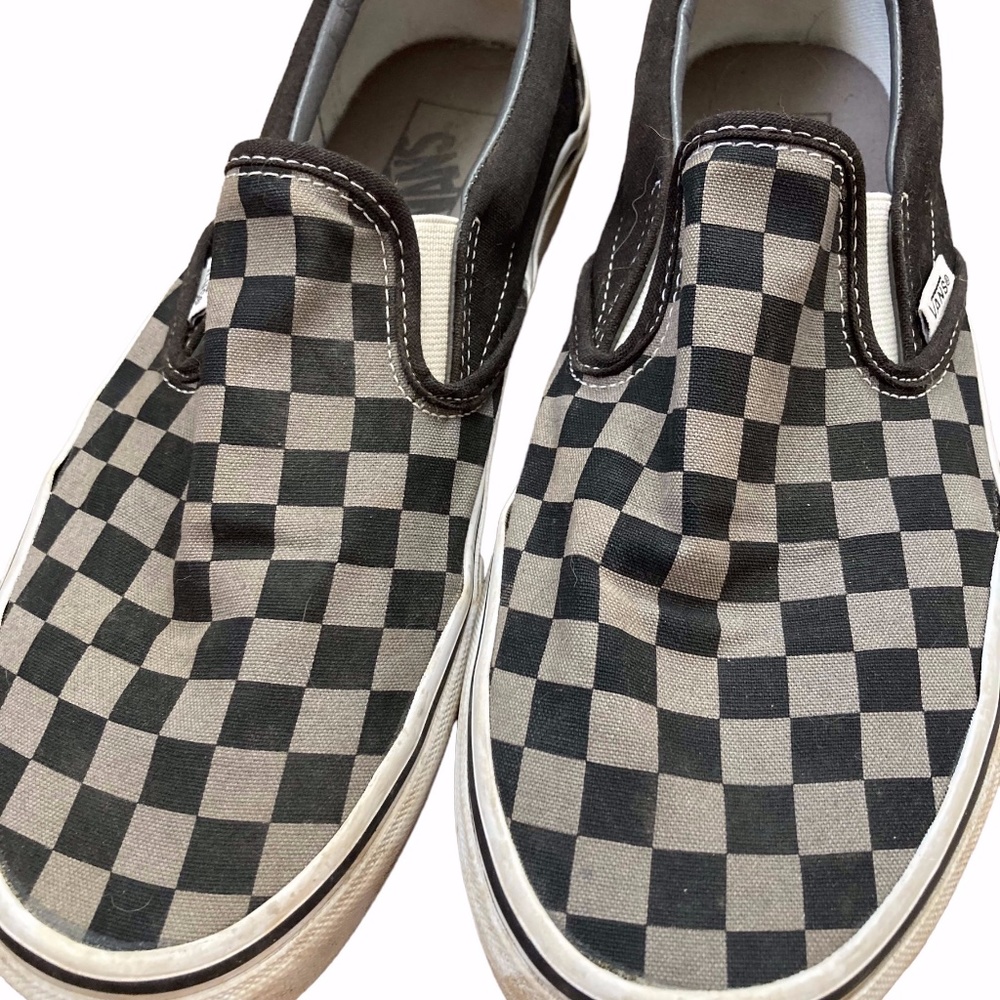 Checkered black and gray Vans